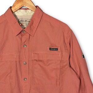 EUC Eddie Bauer Ripstop Guide Long-Sleeve Shirt Red Classic Fit Men's TL Tall